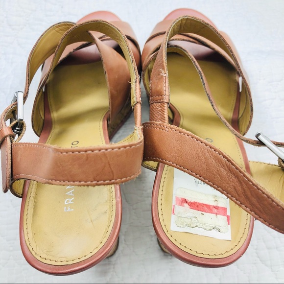 Franco Sarto Leather Platform Cork Heel Wedges size 10 brown - Picture 2 of 16